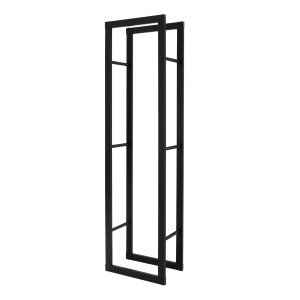Schwarzes, rechteckiges Kaminholzregal (40x150x25 cm) von ML-Design aus Metall für Innen und Außen.