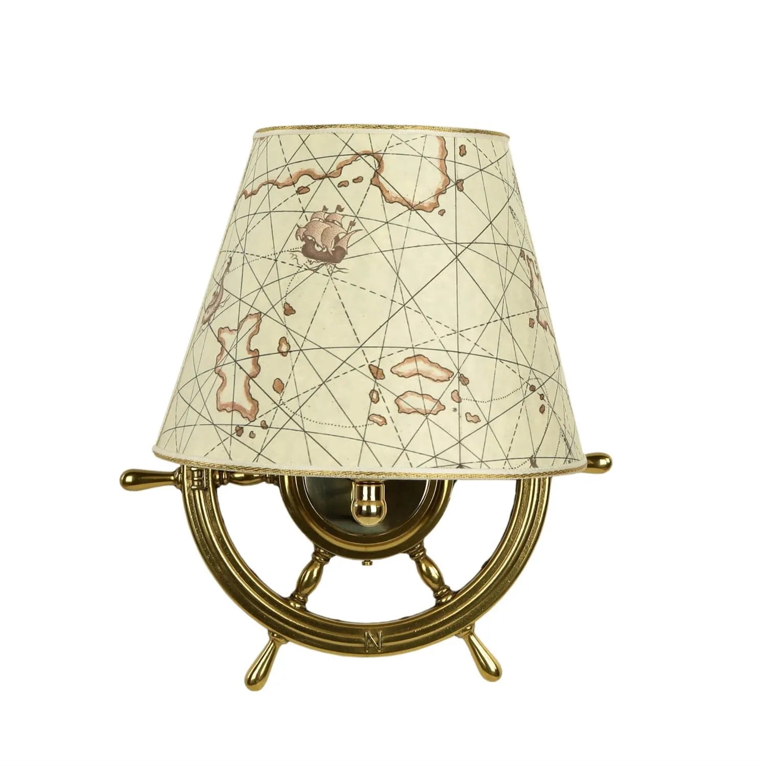 Licht-Erlebnisse Wandlampe Messing Papier 33 cm Hoch E27 Maritim
