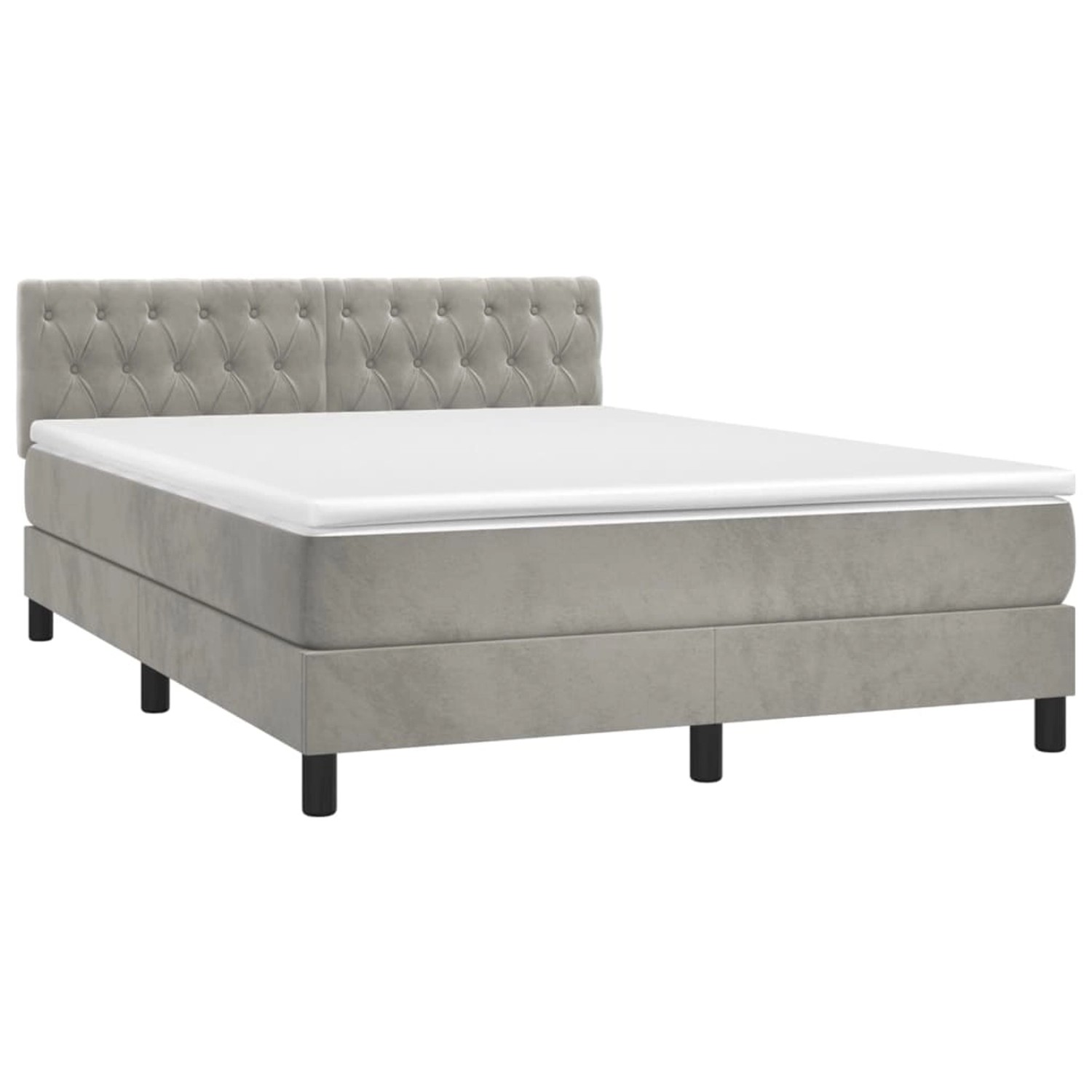 vidaXL Boxspringbett mit Matratze & LED Hellgrau 140x190 cm Samt 3134579 günstig online kaufen
