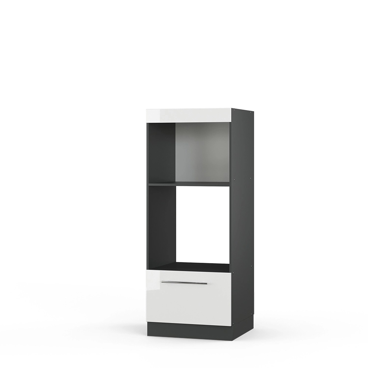 Vicco Mikrowellenschrank Fame-Line Weiß Hochglanz/Anthrazit 60 cm Offen