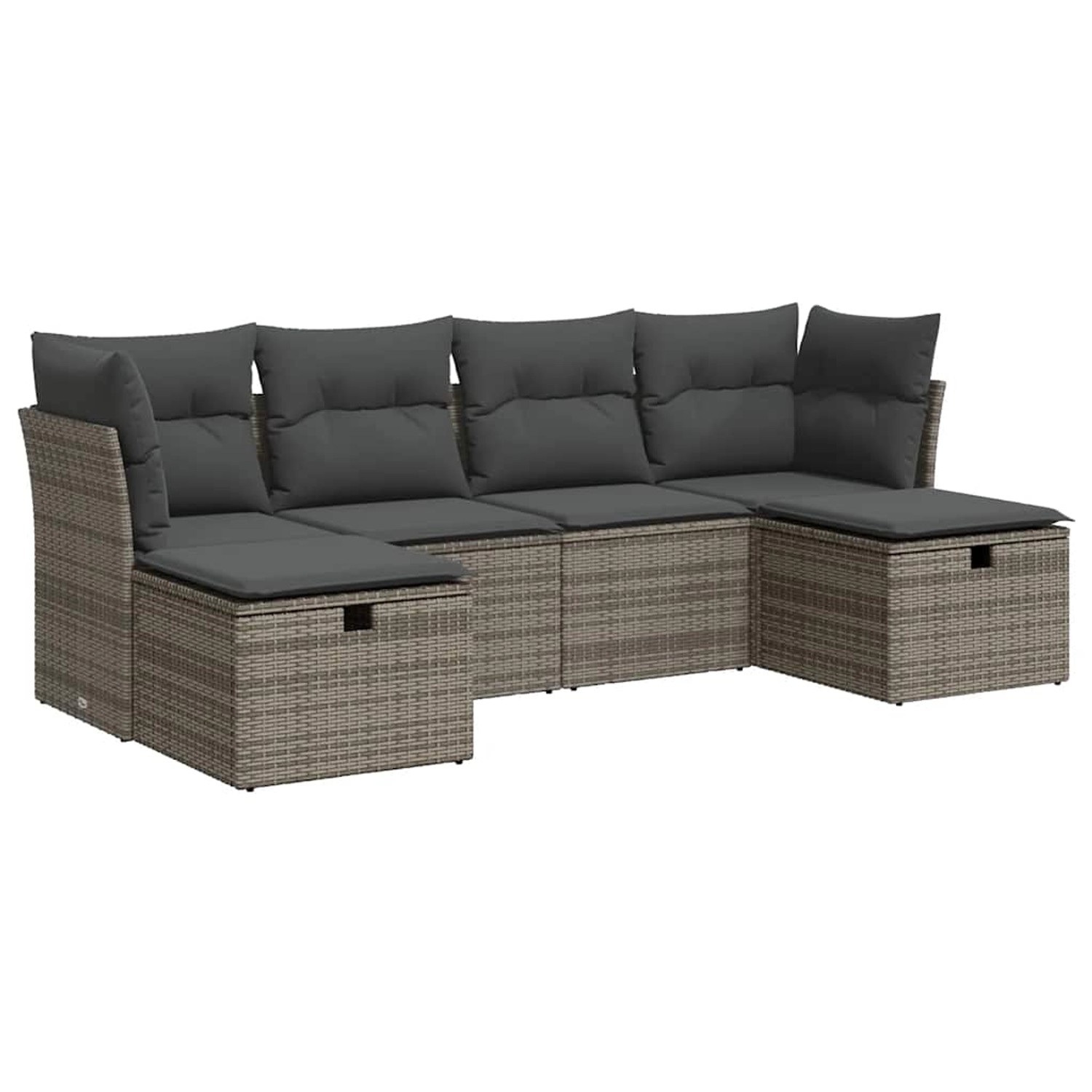 vidaXL 6-Tlg Garten-Sofagarnitur mit Kissen Grau Poly Rattan 3325326 günstig online kaufen