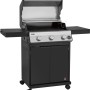 Jamestown Gasgrill Kane mit 3 Brennern, Edelstahl, mit Ablagetischen und Unterschrank.