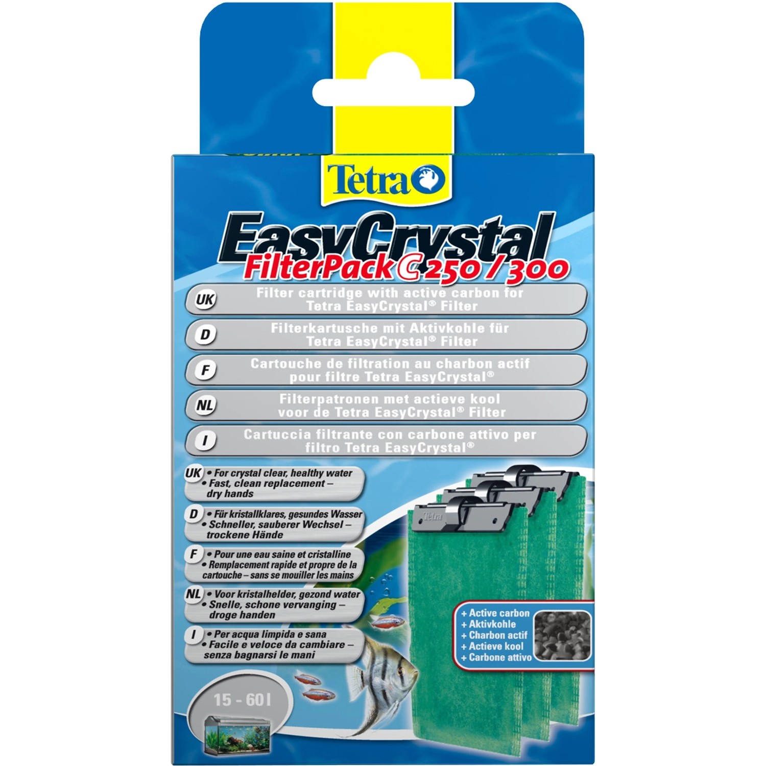 Tetra EasyCrystal FilterPack C250/300 mit Aktivkohle, 3er Pack für Aquarienfilter.