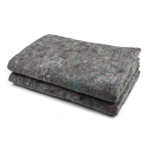 Primaflor Möbelpackdecke Pro 2er-Set, graue Umzugsdecken aus recyceltem Material, gestapelt.