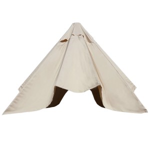 Ersatzbezug in Creme für MCW Sonnenschirm D20, 5x5m. Wetterfester Schirmbezug aus Polyester.