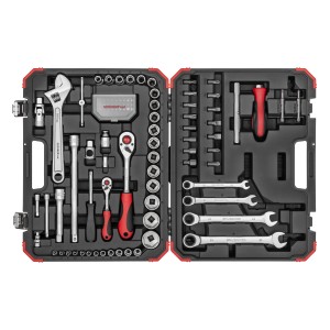 Gedore Steckschlüssel-Satz R46003097, 97-teilig, im roten Kunststoffkoffer. Werkzeug-Set für Schraubarbeiten.