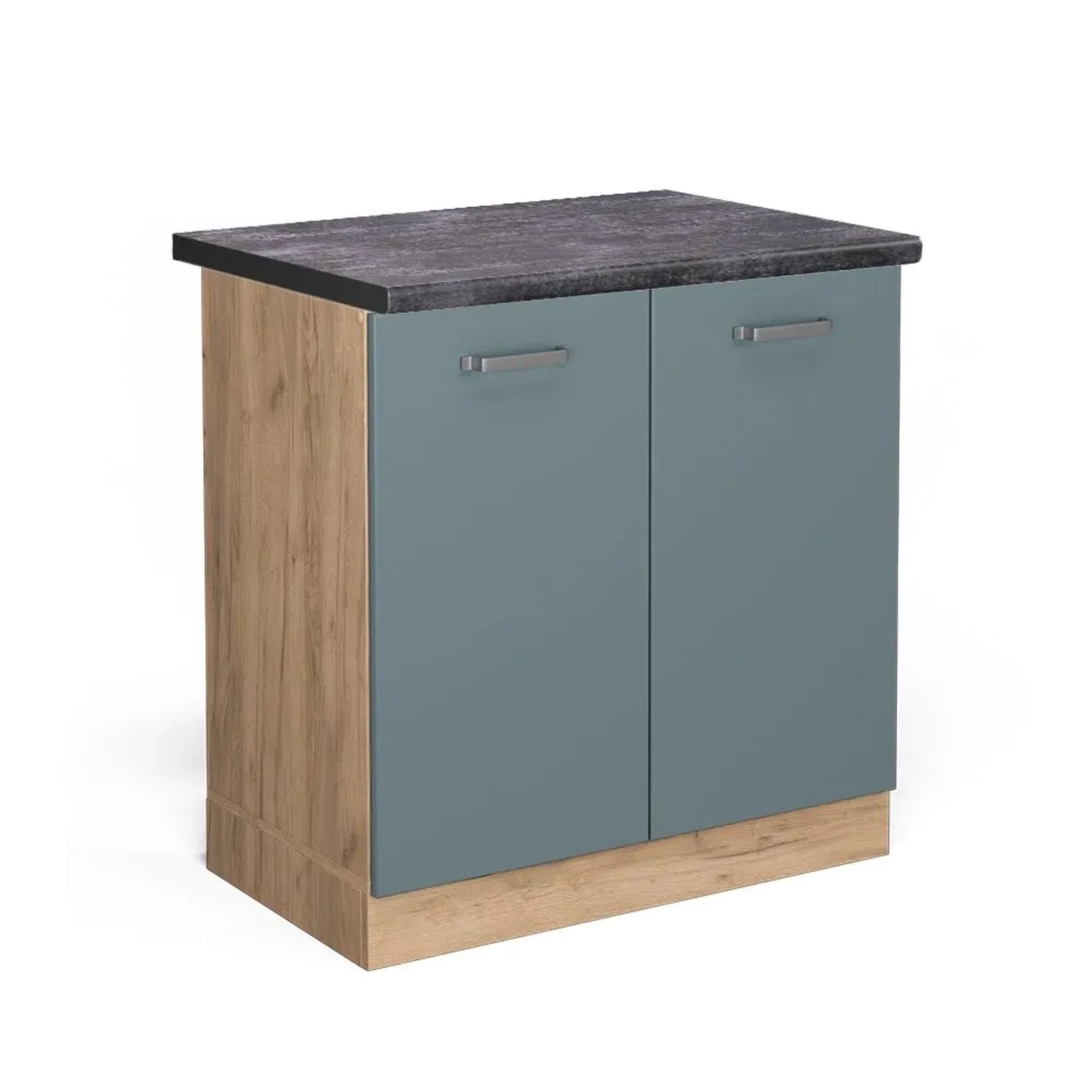Vicco Spülenunterschrank R-Line Blau-Grau Goldkraft Eiche 80 cm AP Anthrazit