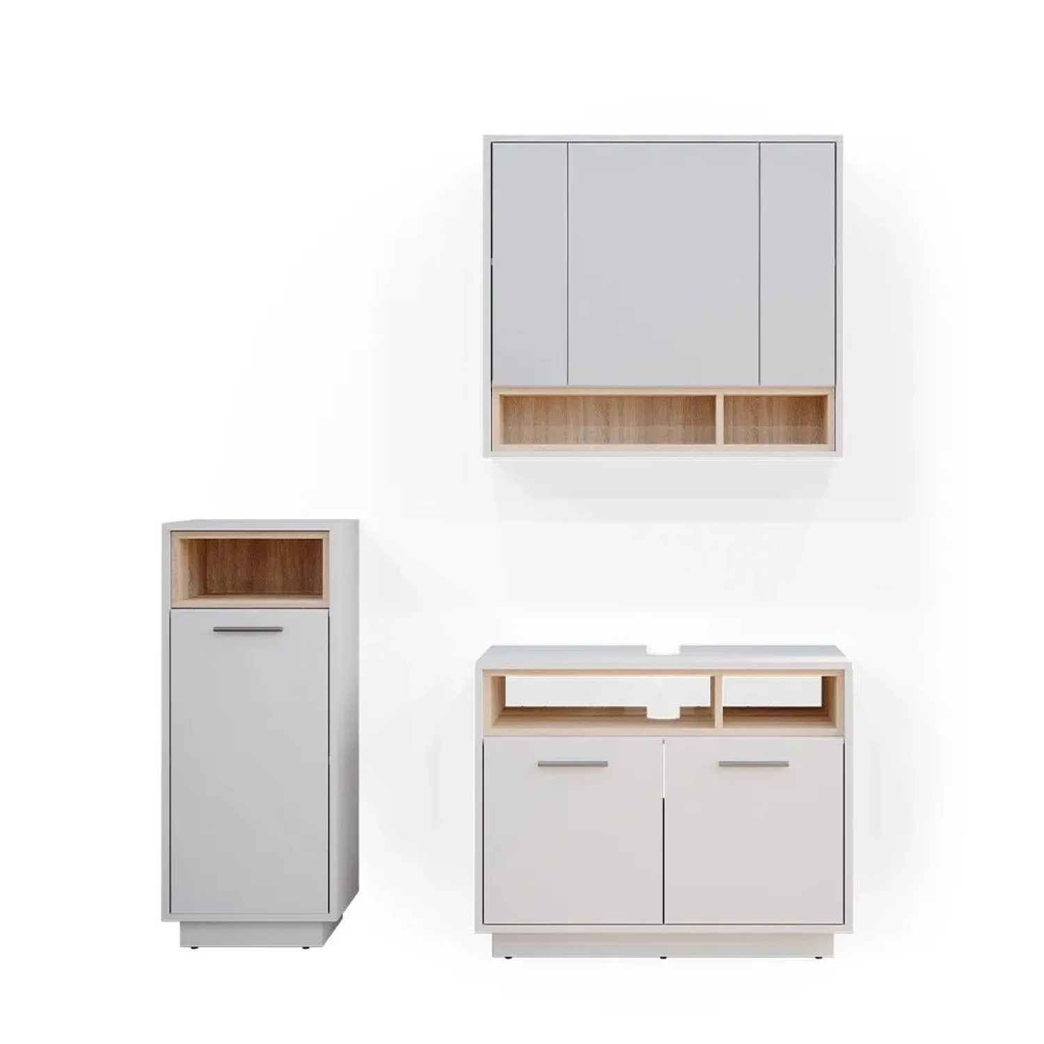 Vicco Badmöbel-Set Beatrice Weiß 80 x 64 3-teilig