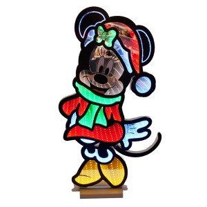 Leuchtende Disney Minnie LED-Lichtleiste, 40 cm hoch, mit Wintermütze und Schal.