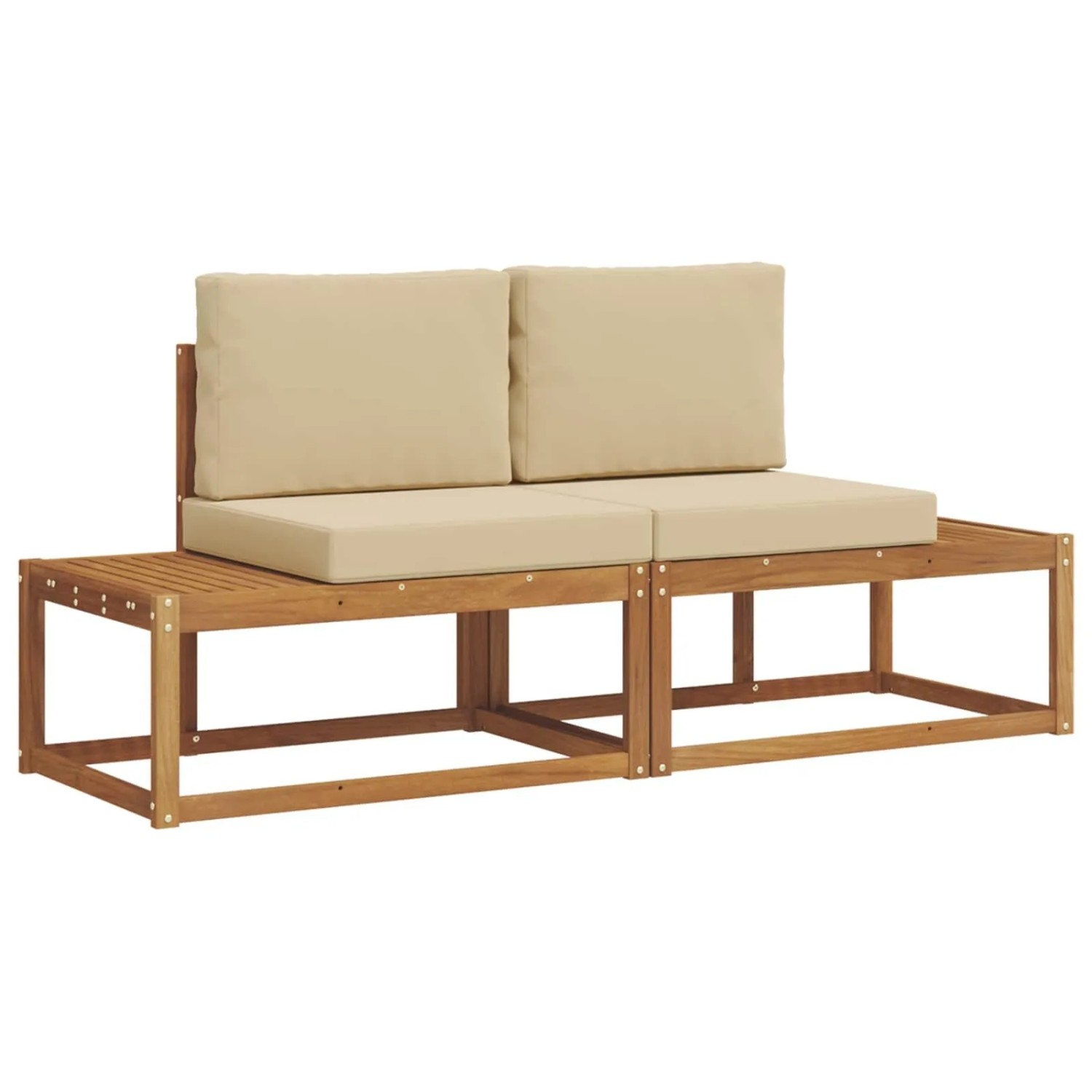 vidaXL Outdoor-Sofagarnitur mit Kissen 2-Tlg Natur 3366941
