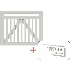 Weißes Nadelholz Gartentor Linea, 100x80cm, mit Beschlägen für Selbstmontage.
