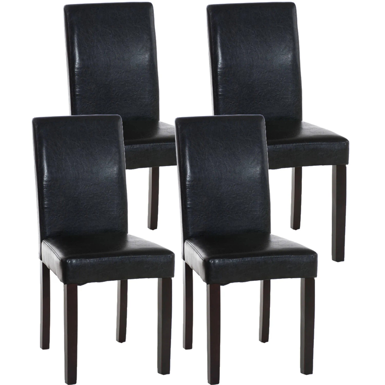 DELUKE 4er Set Esszimmerstuhl DALAN Kunstleder Schwarz 41x47x91cm Dunkelbraun Essstühle Esszimmerstühle Küchenstühle Wohnzimmerstühle