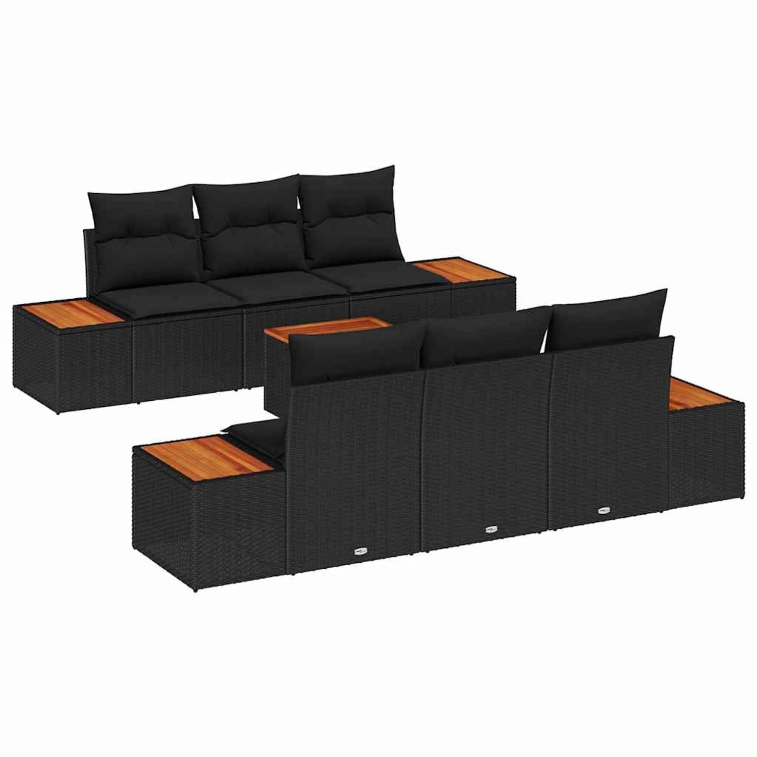 vidaXL Garten-Sofa-Set mit Kissen 7-Tlg Schwarz Poly Rattan 3356698 günstig online kaufen