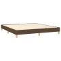 Dunkelbraunes Boxspringbett 180x200 cm aus Stoff, ohne Matratze.