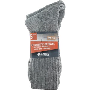 Graue Arbeits-Socken im 5er-Pack, Größe 39-41, ideal für Sicherheitsschuhe.