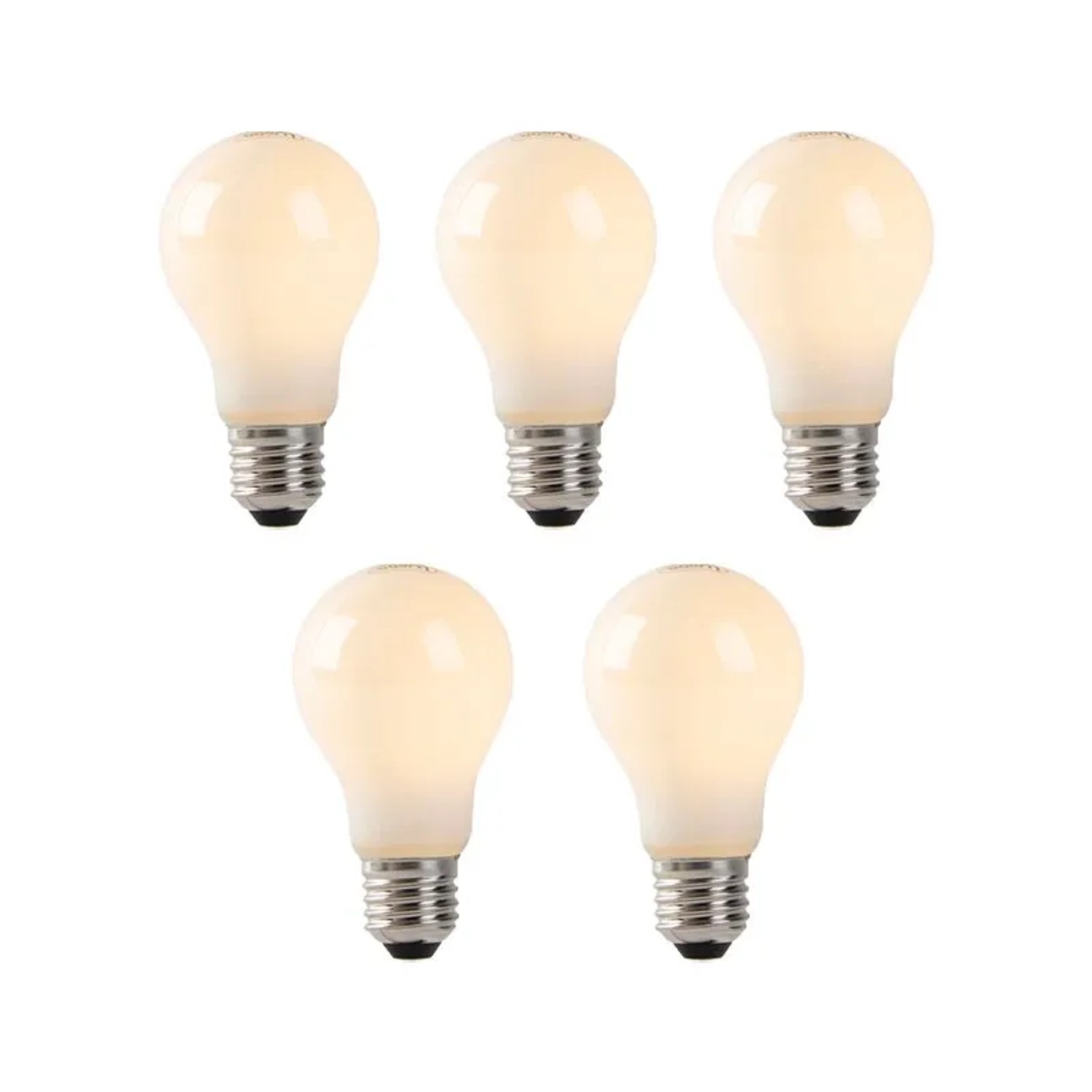 LUEDD Set mit 5 E27 LED Lampen, Opalglas, 1 W, 80,m, 2200 K