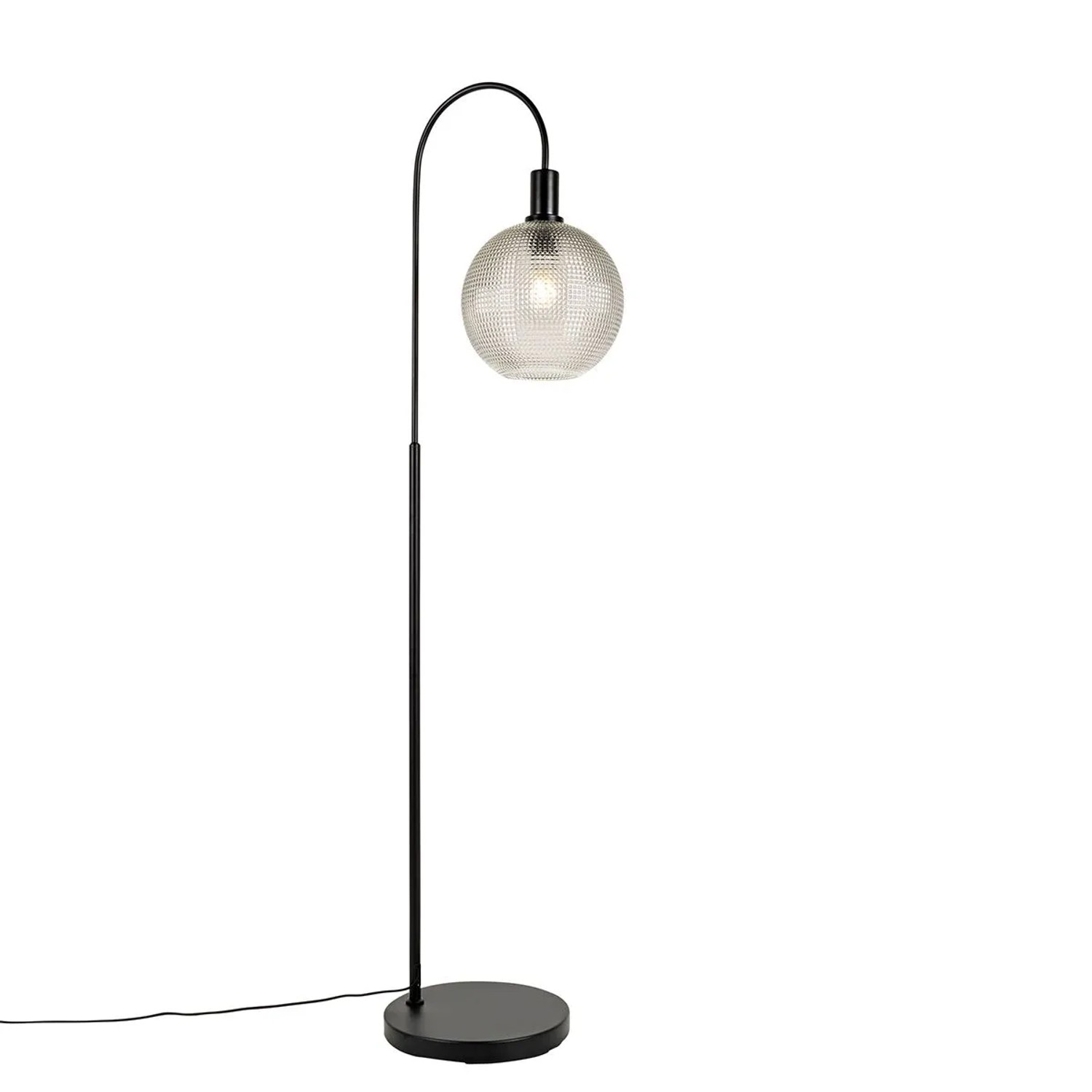 QAZQA Design Stehlampe Schwarz mit Rauchglas Chico