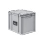 Graue PROREGAL Eurobox Nextgen Portable, 30 Liter Stapelbehälter aus Kunststoff mit Deckel und Tragegriffen für Transport & Lagerung.