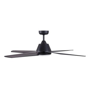 Schwarzer Lucci Air Deckenventilator mit LED-Beleuchtung, 122 cm Durchmesser.