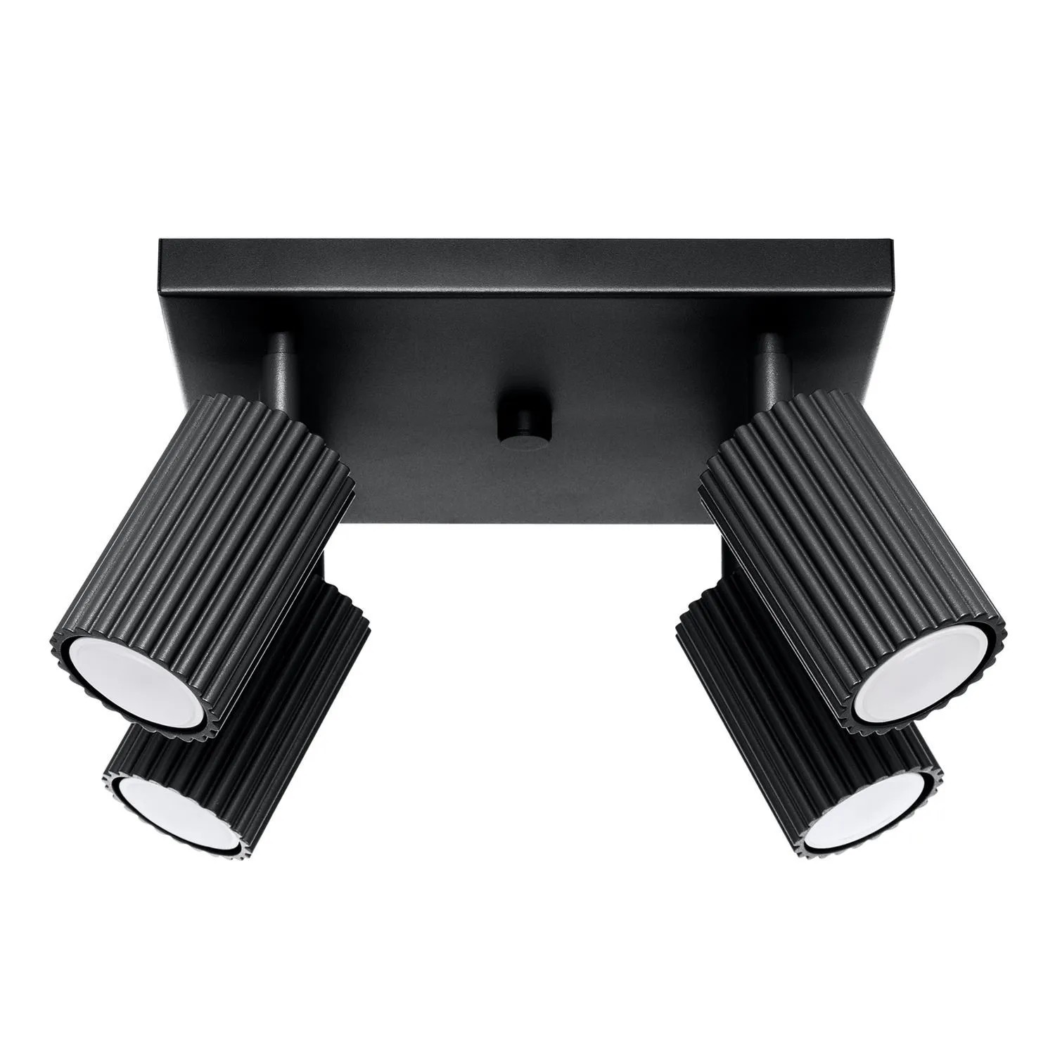 Licht-Erlebnisse Deckenstrahler Eckig 25 CM Breit Klein 4-Flammig GU10 Schwarz Aluminium Modern