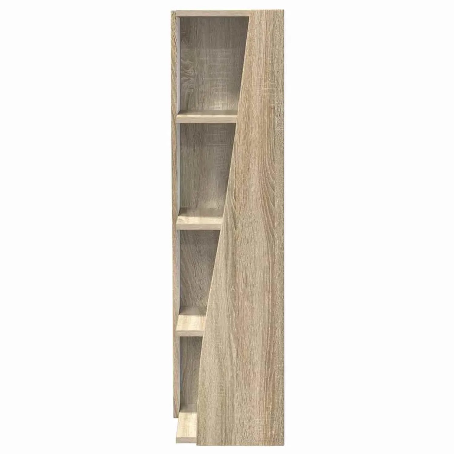 Schmaler vidaXL Eckschrank Sonoma-Eiche aus Holzwerkstoff mit 4 offenen Regalböden. Modernes Wohnzimmerregal.