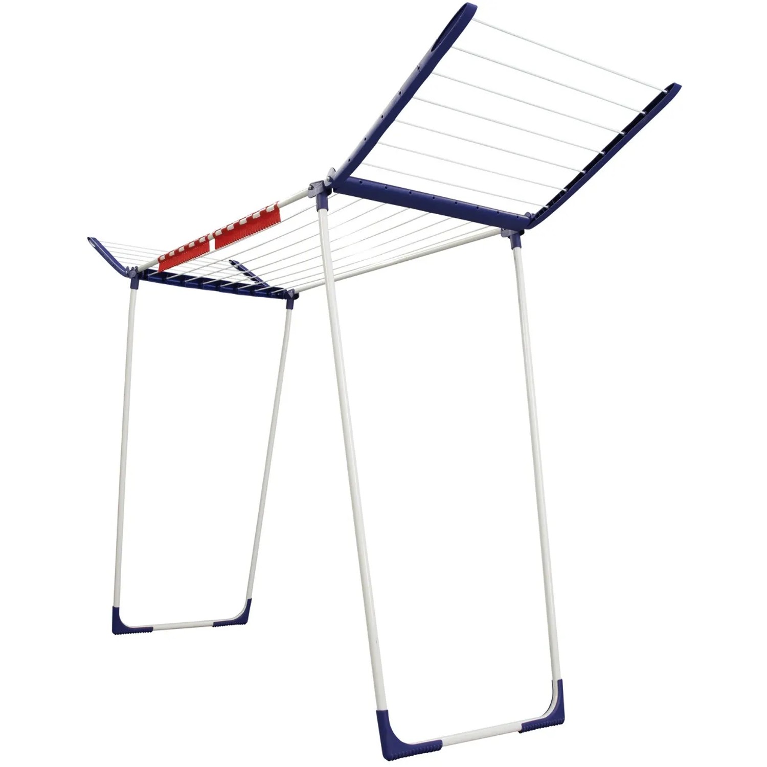 Leifheit Wäscheständer Pegasus Maxx Blau mit extra hohen Flügeln und Kleinteilehaltern.