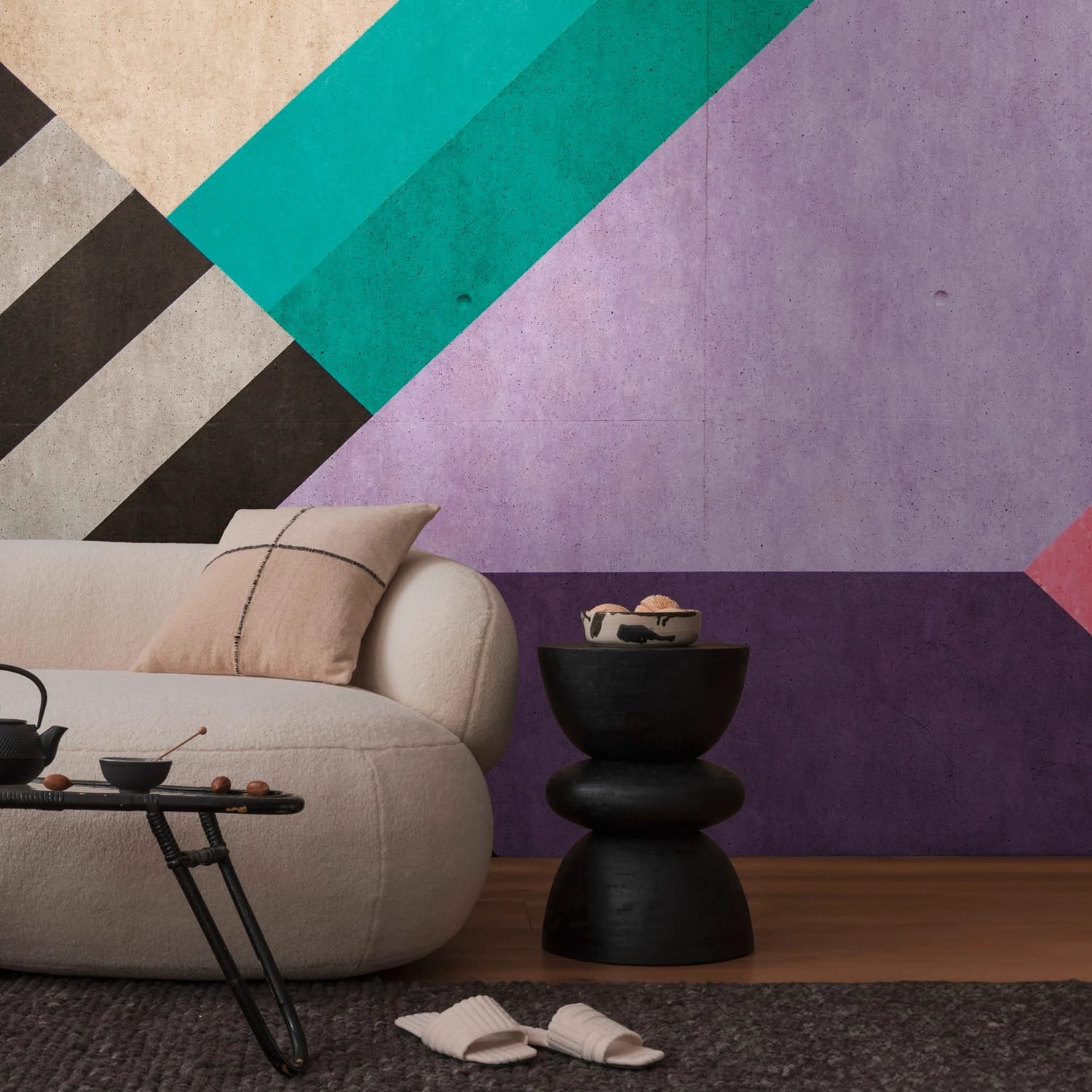 PROFHOME 399131-GU Fototapete Grafisch Violett Schwarz Blau Beige 3,71 m x günstig online kaufen