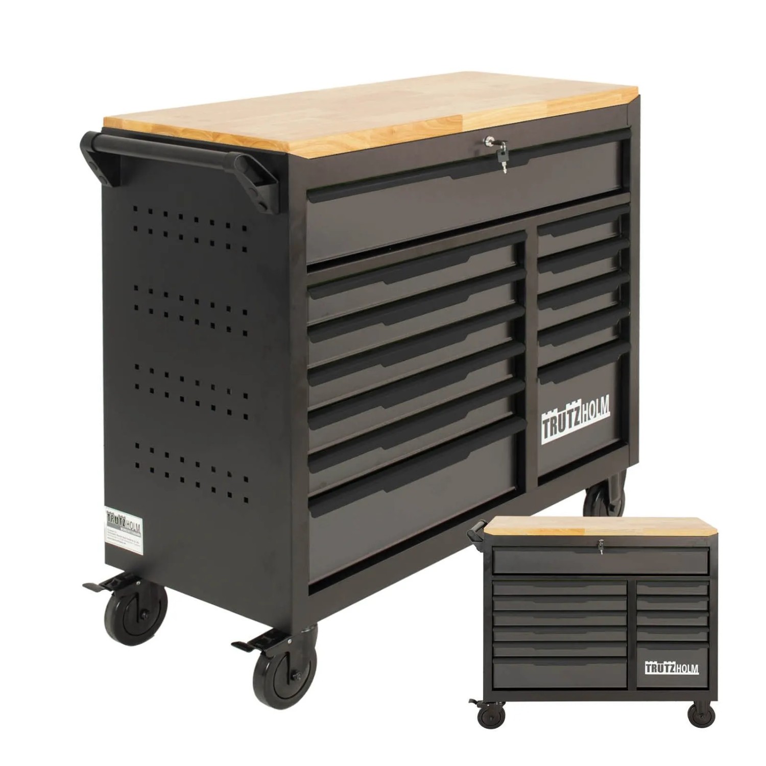TRUTZHOLM Werkstattwagen Star XL Unbestückt 103x112cm Stahl 12 Schubladen Schwarz Grau