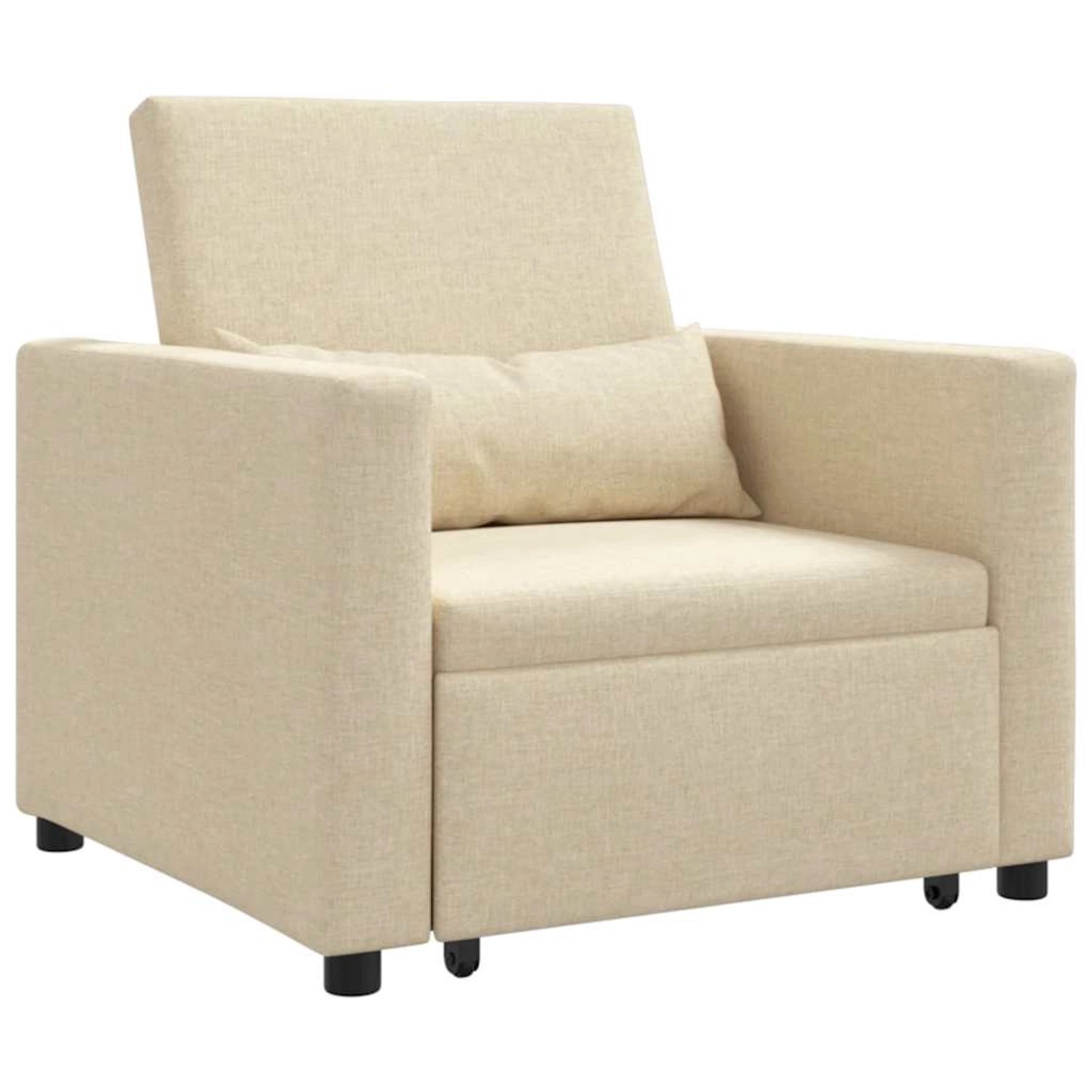 vidaXL Einzel-Schlafsofa mit Rädern Creme 90 x 165 x 87 cm Stoff 42002691