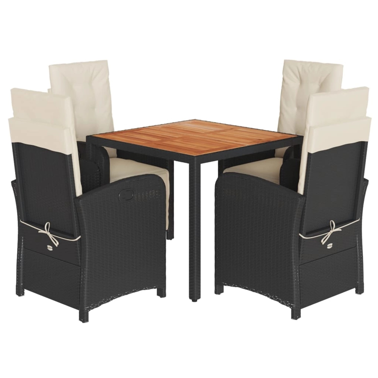 vidaXL 5-Tlg Garten-Essgruppe mit Kissen Schwarz Poly Rattan 3212469 günstig online kaufen