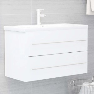vidaXL Waschbeckenunterschrank mit Einbaubecken Weiß Holzwerkstoff 3099050