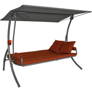 Angerer Hollywoodschaukel Elegance Joy 3-Sitzer Terracotta mit Liegefunktion und Sonnendach.