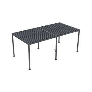 Anthrazitfarbene Pergola 3x6m mit verstellbarem Lamellendach für Garten & Terrasse. Robuster Sonnenschutz.