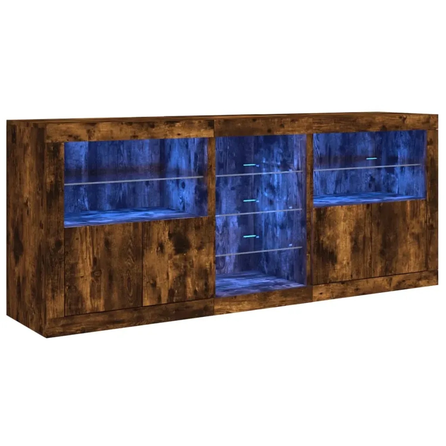 Thumbnail - vidaXL Sideboard mit LED-Leuchten Räuchereiche 162x37x67 cm 3209034