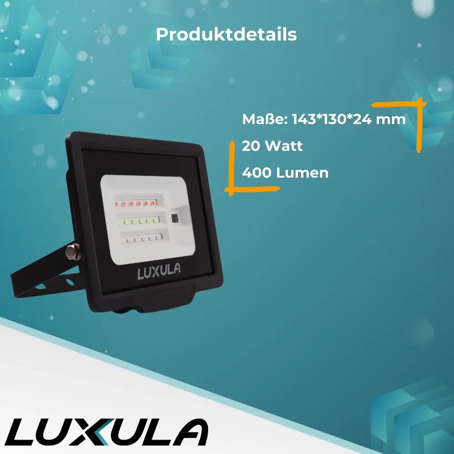 LUXULA LED-Strahler RGB 20W, Außenstrahler mit Farbwechsel und Fernbedienung.