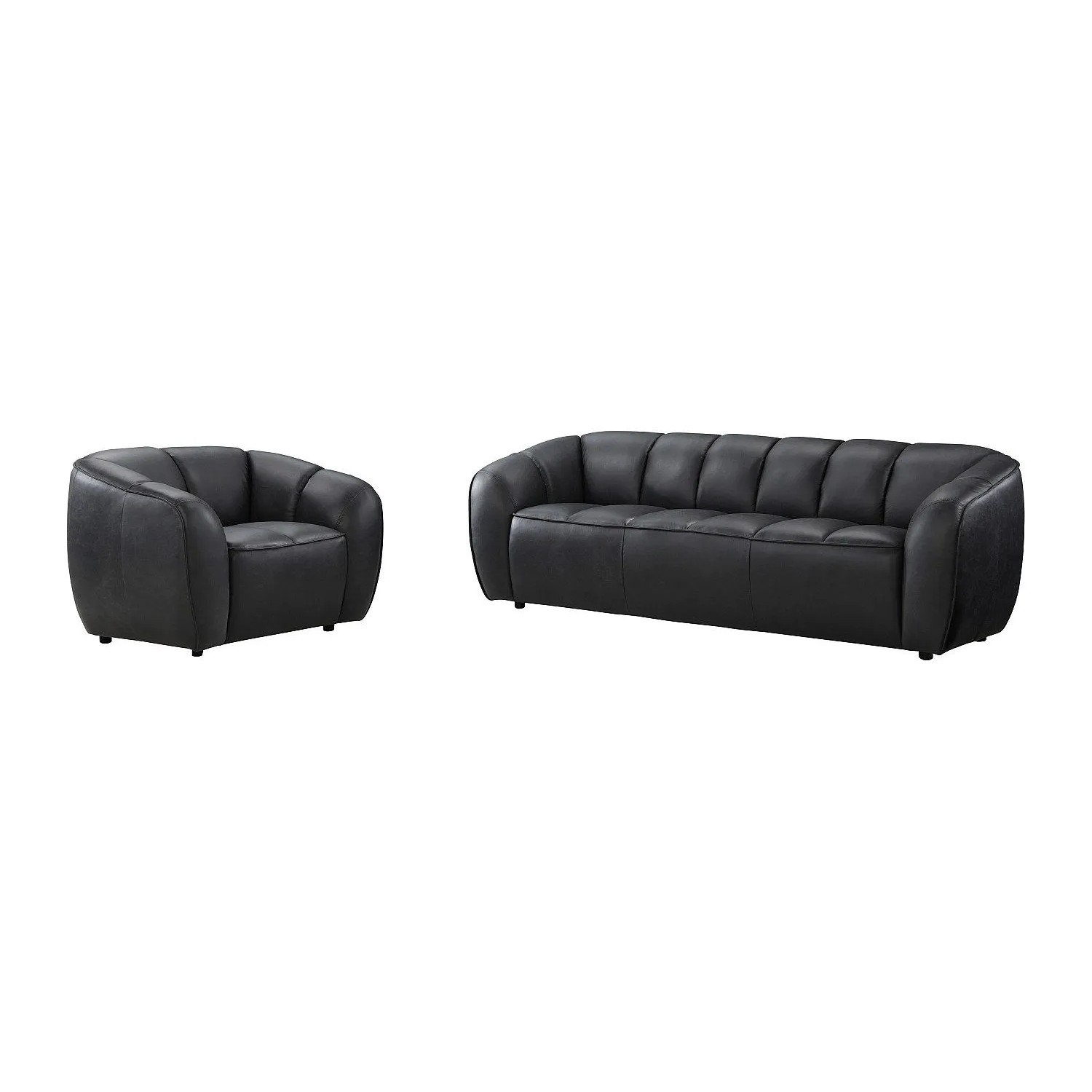Vente-unique Couchgarnitur Mit Sessel Pradoni Schwarz 111.5 cm  234 cm