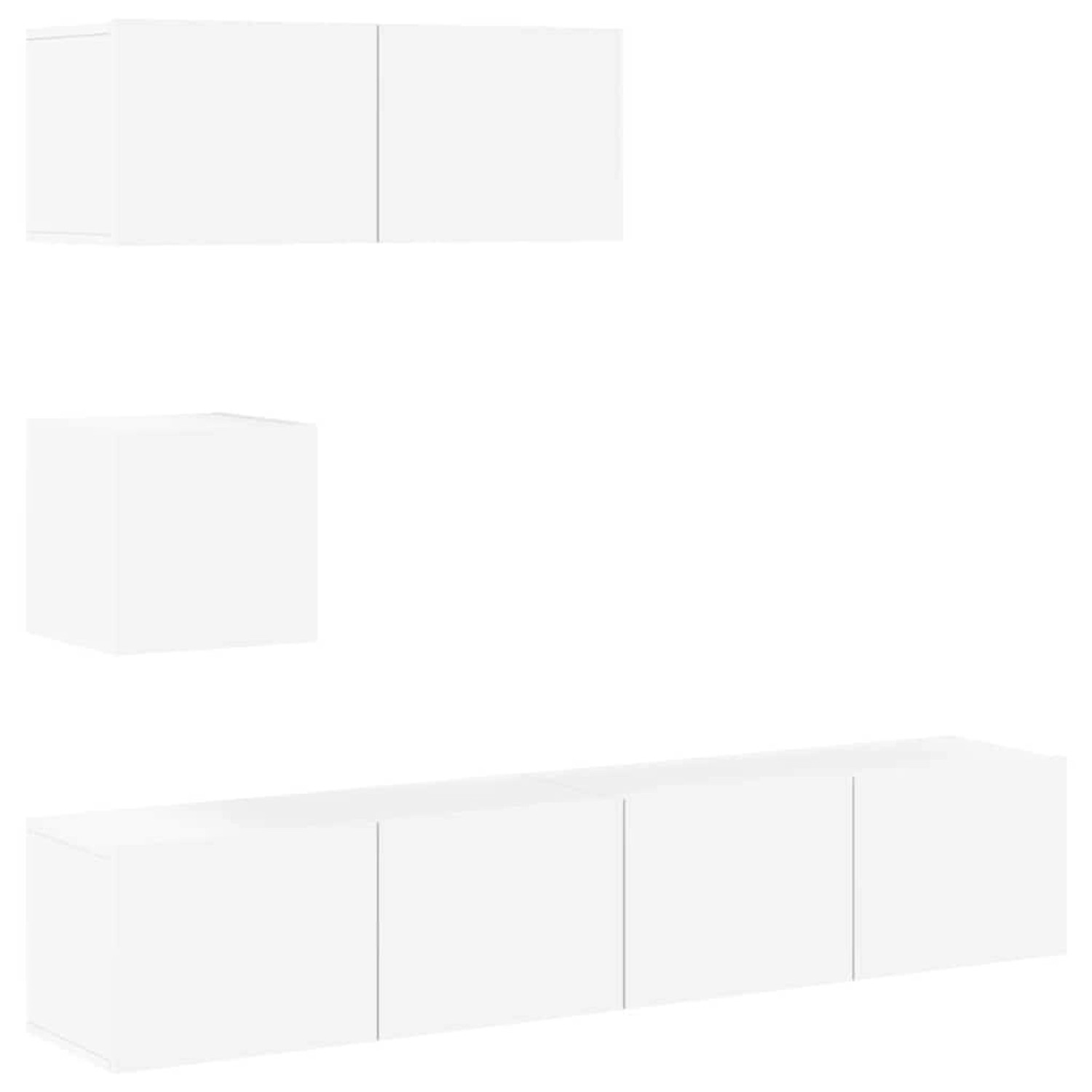 vidaXL 4-Tlg TV-Schrank-Set Weiß Holzwerkstoff 3114646 günstig online kaufen