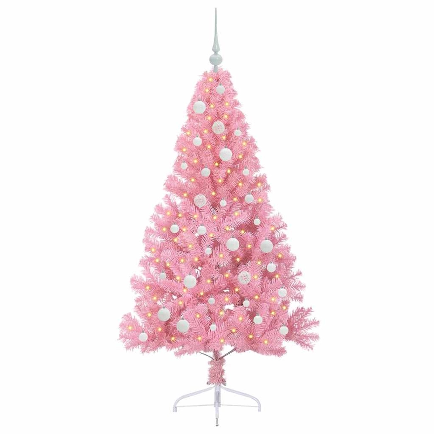 vidaXL Künstlicher Vorbeleuchteter Weihnachtsbaum Rosa 150 cm PVC 3397066