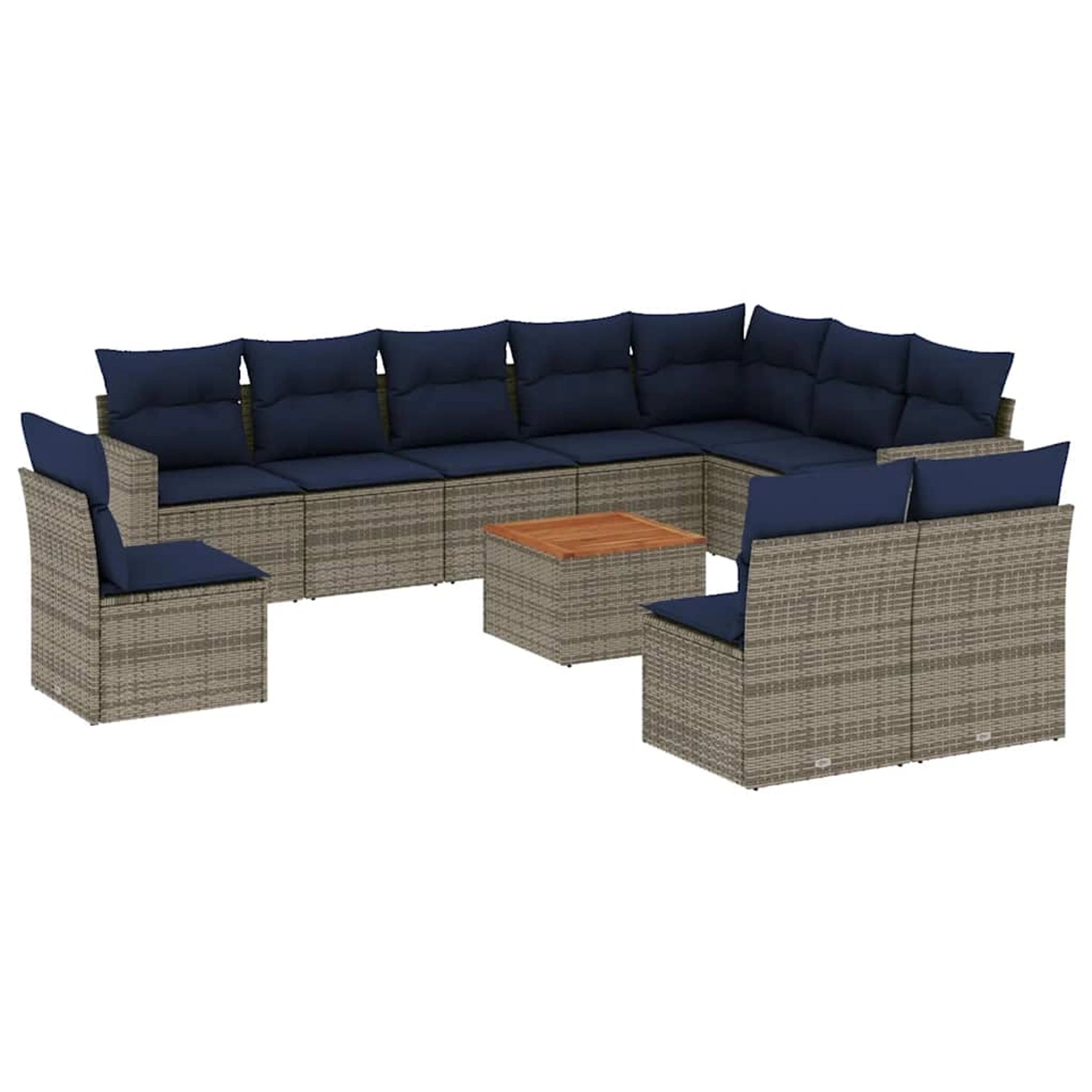 vidaXL 11-Tlg Garten-Sofagarnitur mit Kissen Grau Poly Rattan 3256509