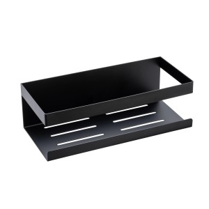 Schwarze Schöner Wohnen Wandablage Meleto aus Edelstahl mit Wasserablauf.