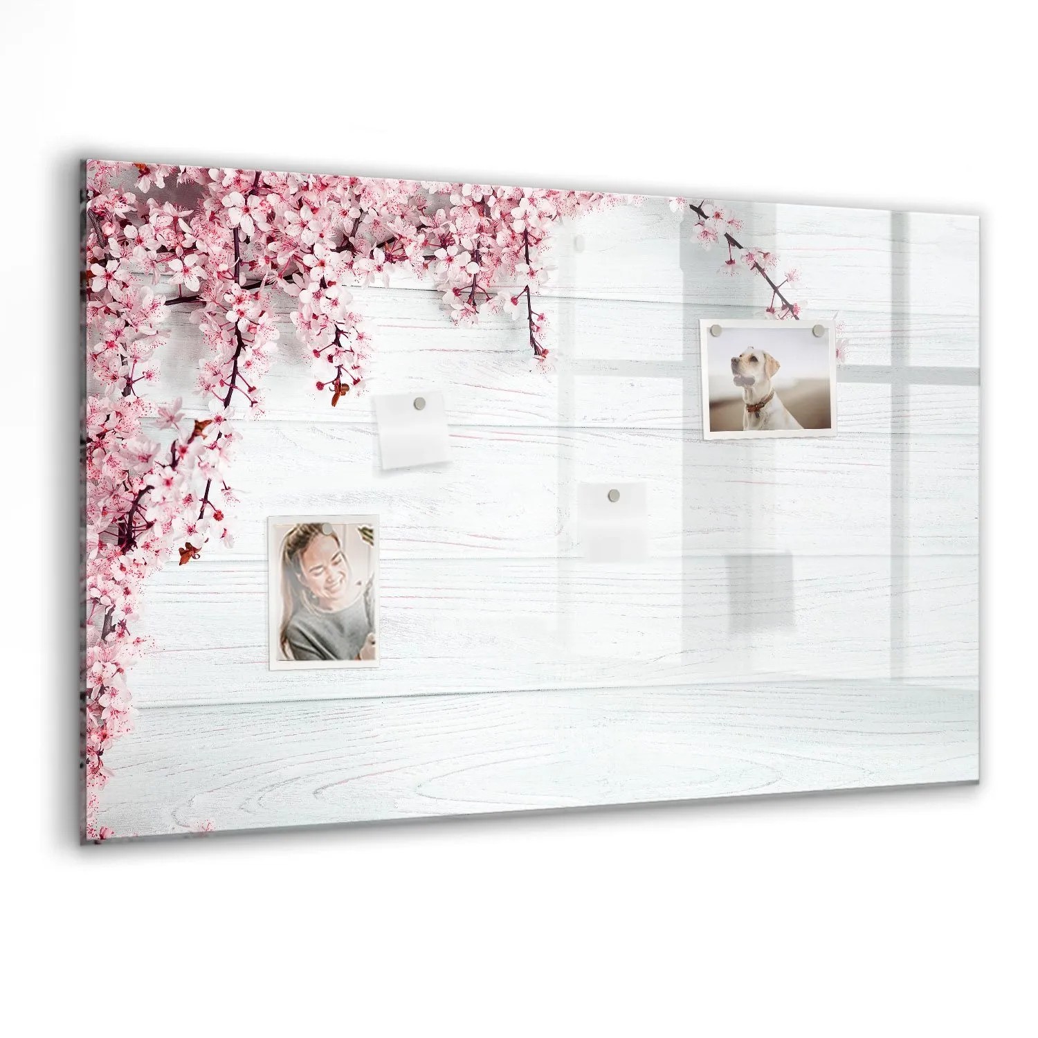 Tulup Magnettafel Beschreibbar Frühlingsblumen 90x60 cm Magnettafel Küche Glas Schwarzer Marker Glastafel Magnetisch