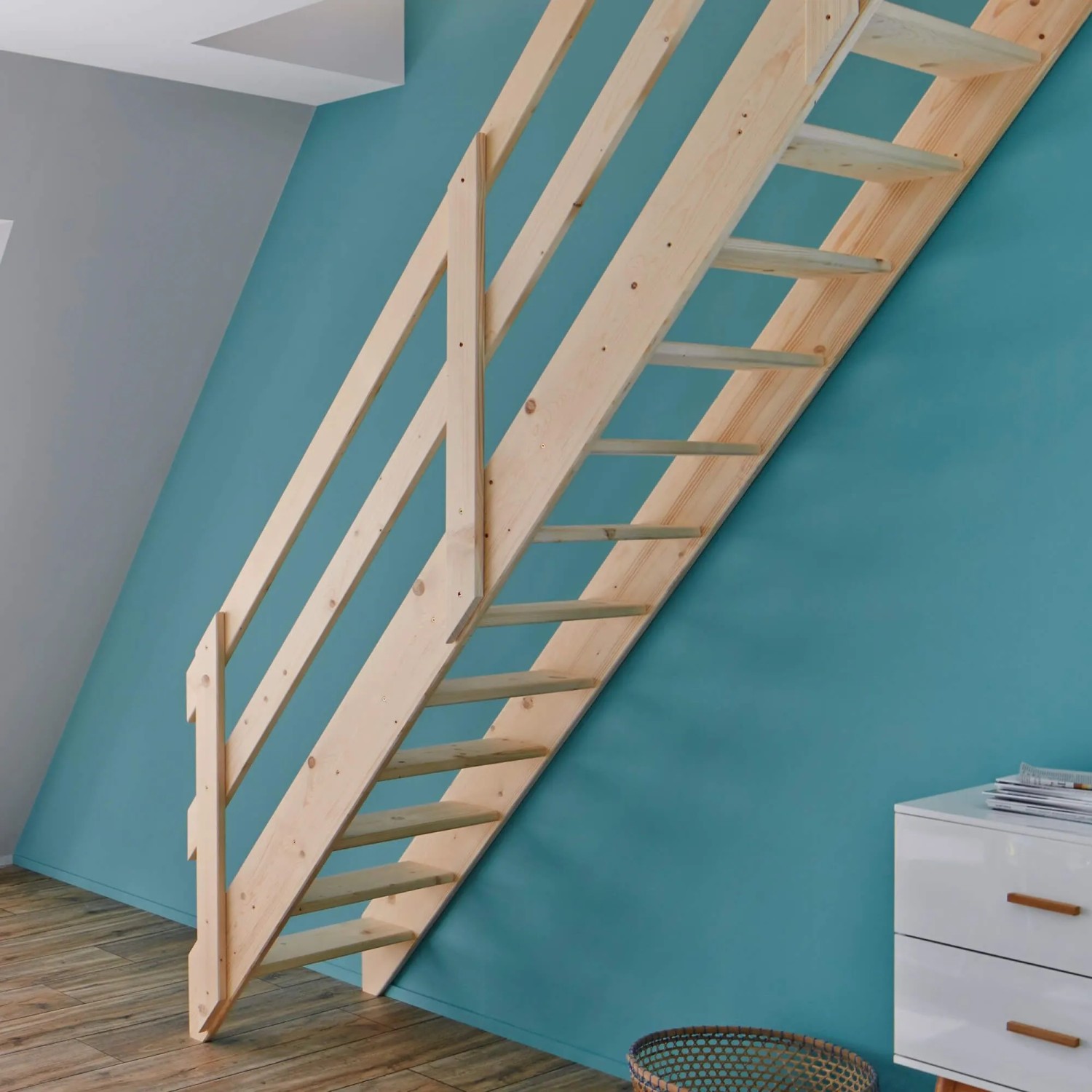 Treppen Intercon Raumspartreppe Roma Holztreppe Fichte Naturbelassen Treppe günstig online kaufen