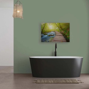 Wandbild Steg am Wasser, Natur-Motiv auf Leinwand, 90x60 cm für Wohnzimmer & Büro.