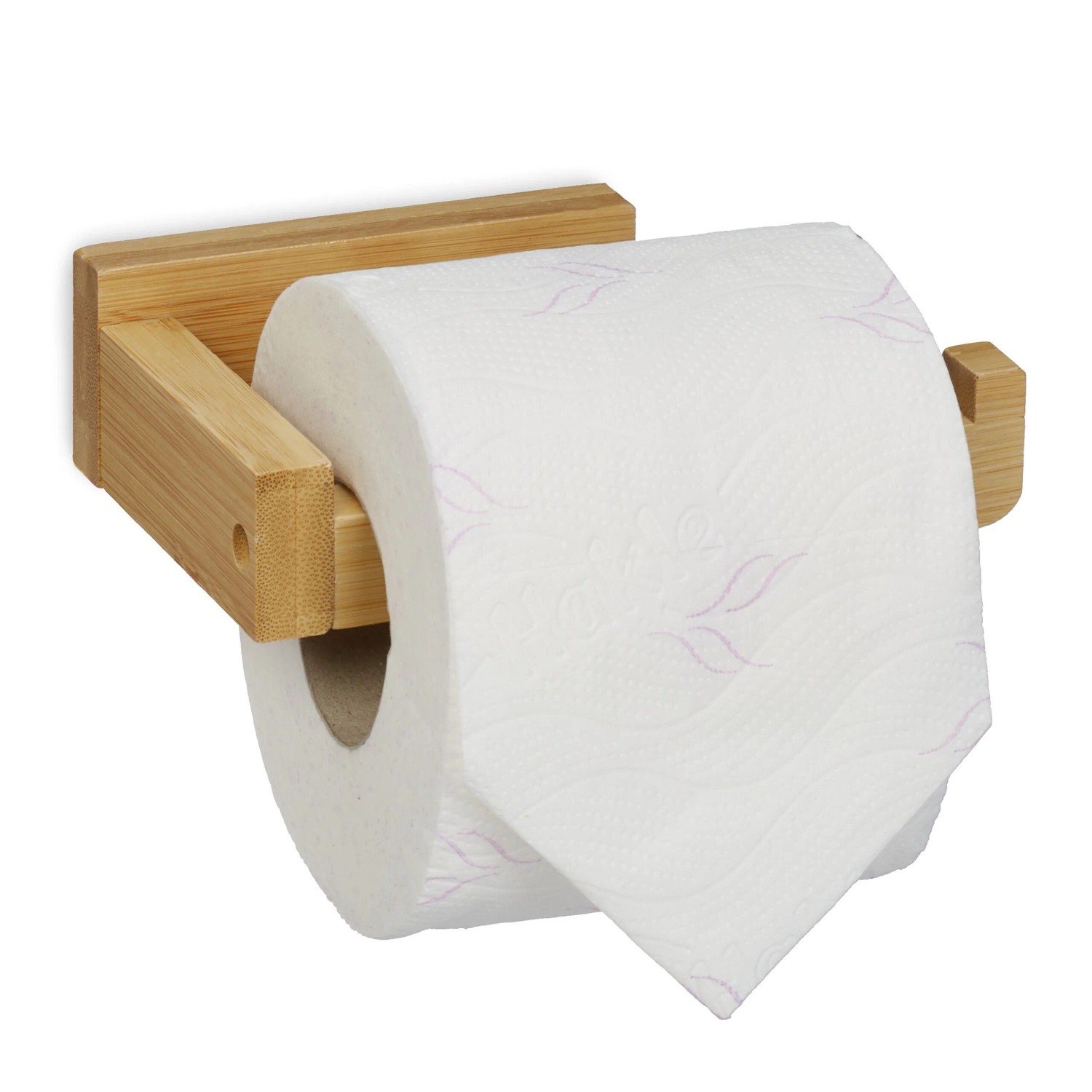 Relaxdays Toilettenpapierhalter Bambus Natur 4 cm x 14 cm x 9 cm 90 g