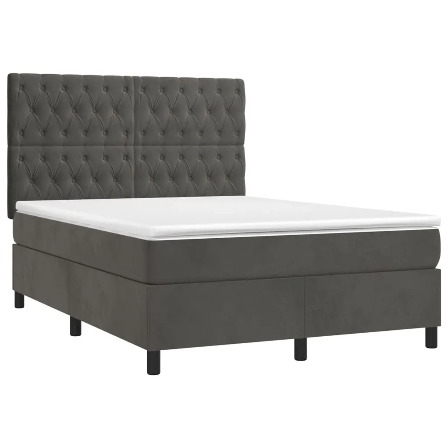 vidaXL Boxspringbett mit Matratze & LED Dunkelgrau 140x190 cm Samt 3136300 günstig online kaufen