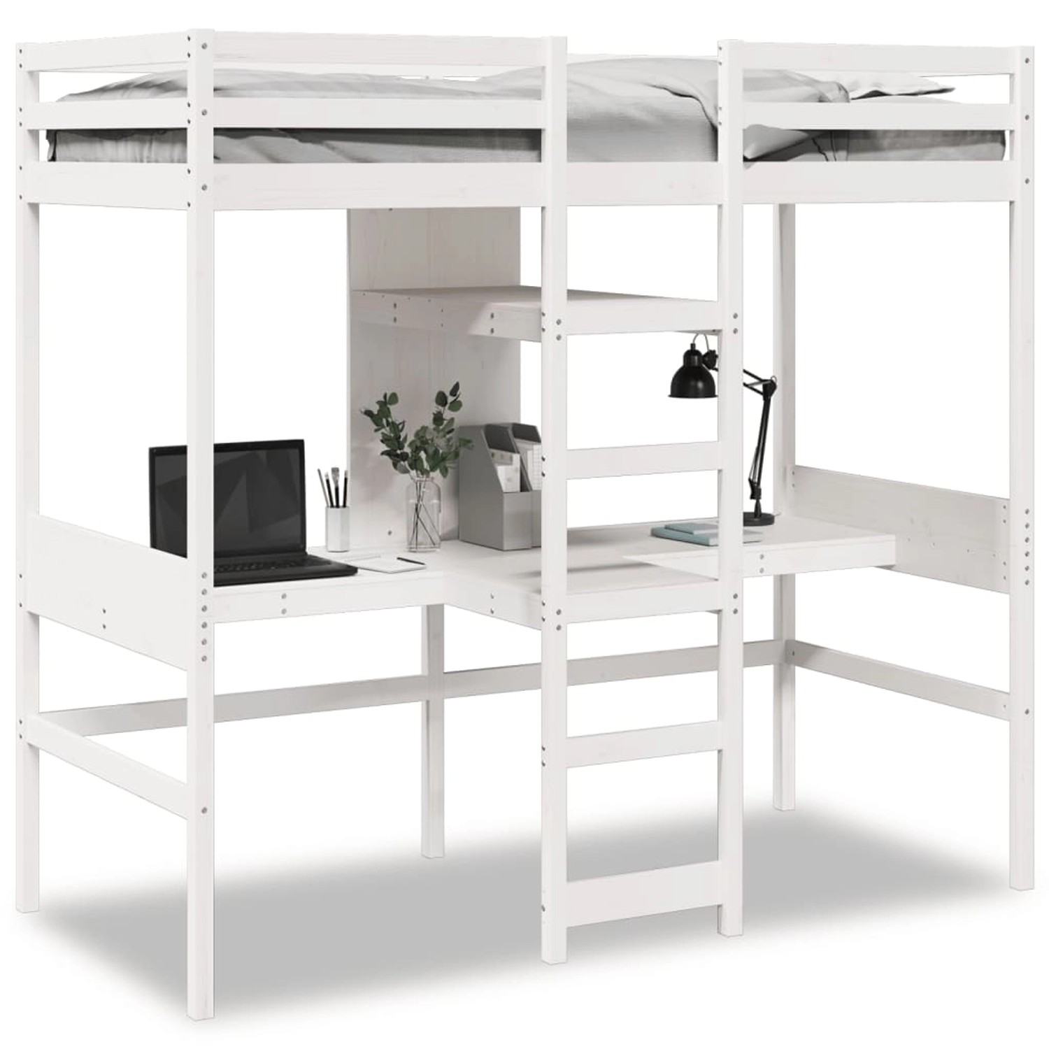 vidaXL Hochbett ohne Matratze Weiß 75x190 cm Massivholz Kiefer 3308551 günstig online kaufen