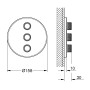Technische Zeichnung: Grohe Grohtherm SmartControl 3-fach Unterputzventil, Chrom, runde Ausführung.