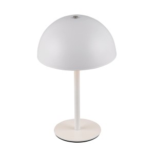 Weiße, matte LED-Tischleuchte Munoz, Ø 13 cm. Dekorative Lampe mit Touch-Dimmer.