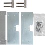 Tür-Umrüst-Set für Wohnungseingangstüren: Verstärkungsplatten, Bandaufnahmen und Schrauben.
