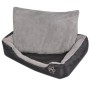 Schwarzes vidaXL Hundebett XL mit grauem Kissen, wasserabweisend und pflegeleicht.